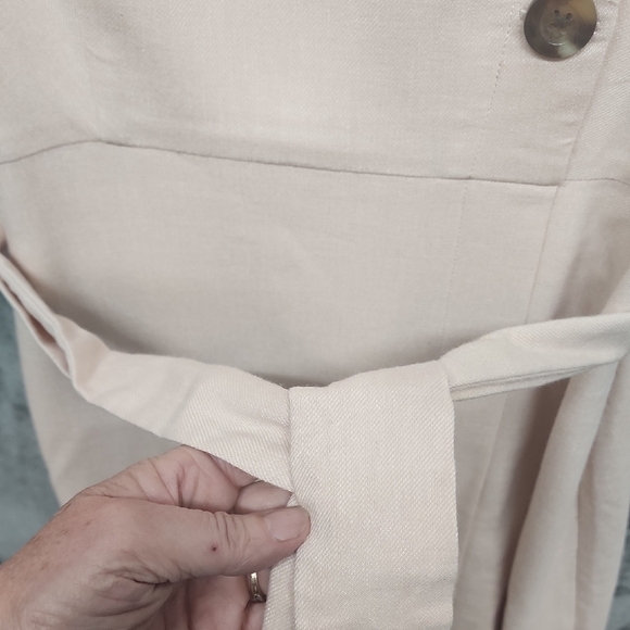 Ann Taylor Linen Cream Buttoned Midi Dress - Picture 4 of 8